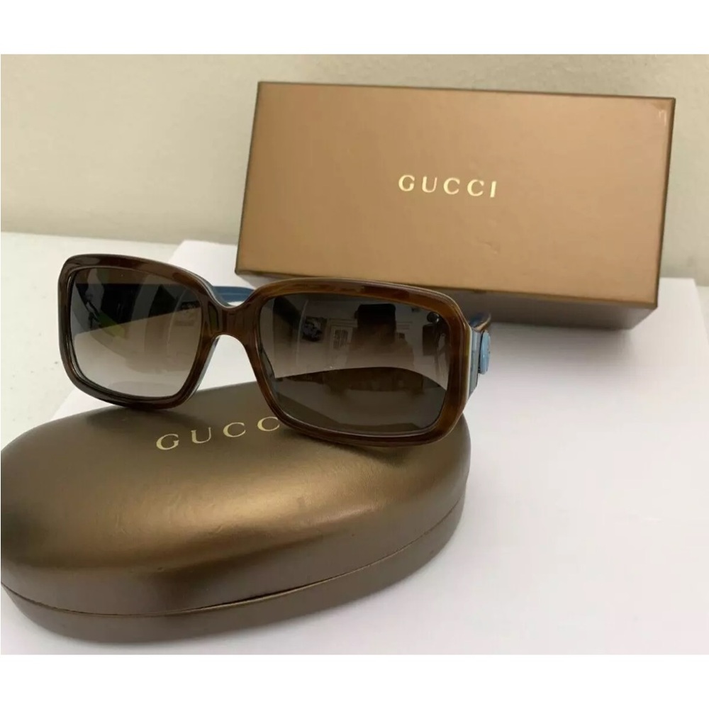 Gucci GG3159/S Women's Sunglasses Square Brown Lenses Blue Brown Frame